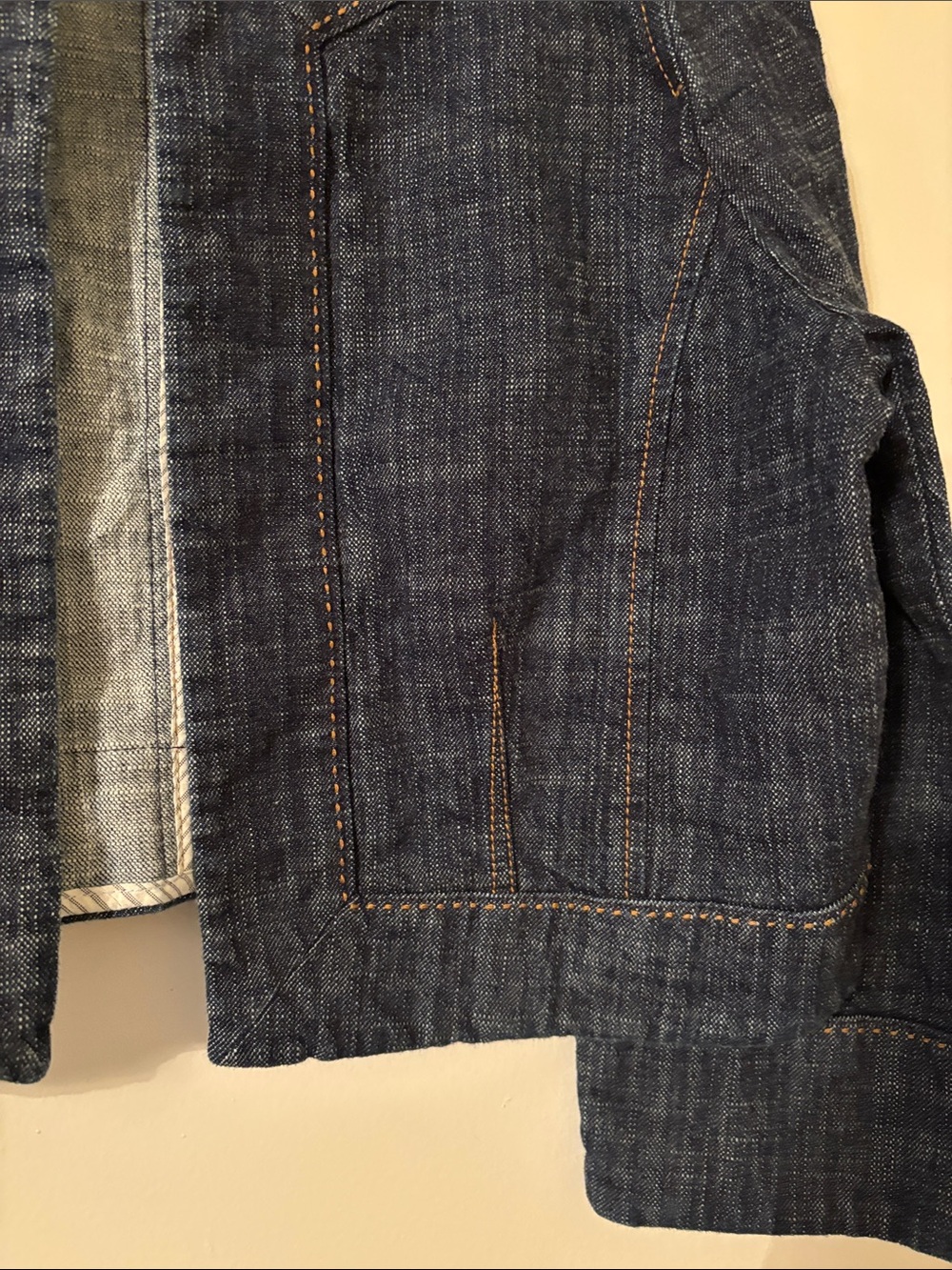 LOFT Dark Indigo Denim Open-Front Cropped Jacket - Picture 3 of 5